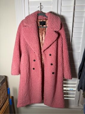 J. Crew Rose Pink Teddy Double-Breasted Coat
